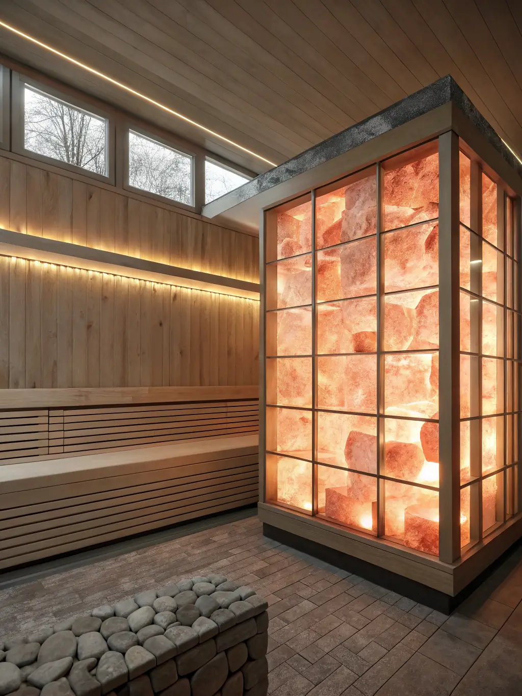 A person in a custom temperature pod, adjusting settings, aromatherapy diffuser visible, promoting personalized wellness.